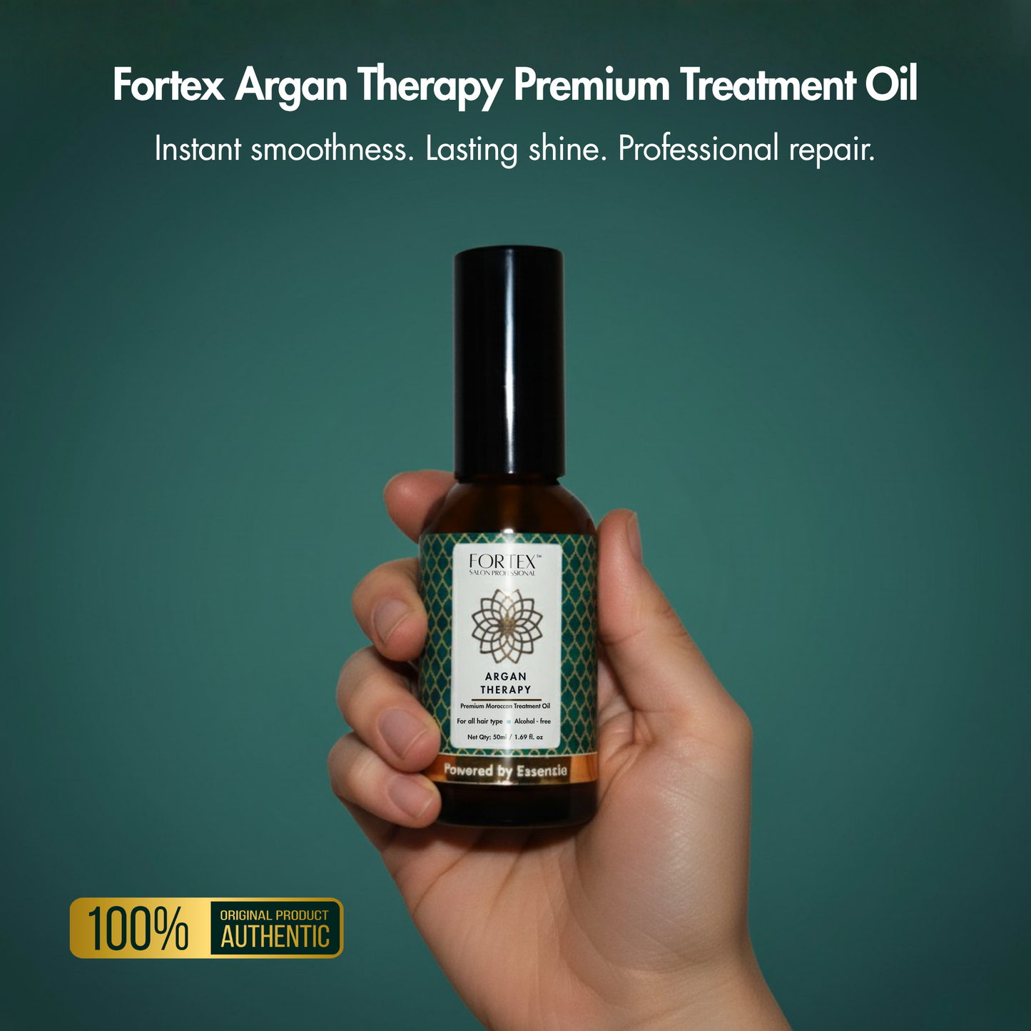 Fortex Argan Therapy Premium Hair Treatment Oil, Professional Repair, UV Protection, Lightweight Formula, 50ml
