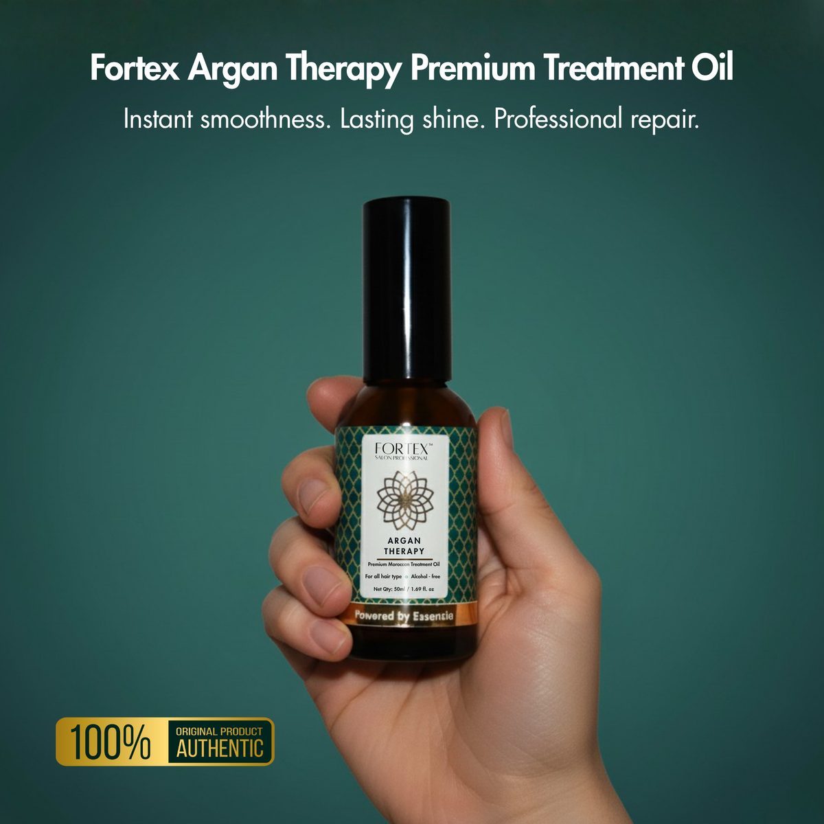 Fortex Argan Therapy Premium Hair Treatment Oil, Professional Repair, UV Protection, Lightweight Formula, 50ml