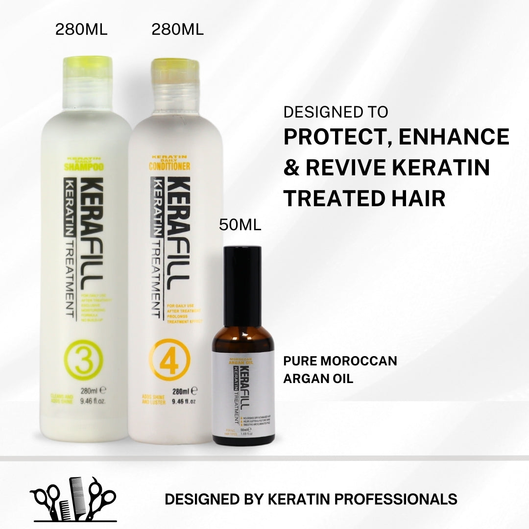 Sulfate Free Professional Shampoo & Conditioner & Argan Oil Combo Kit | For Keratin Treated Hair | Keratin Care For Dry Damaged Frizzy Hair With Anti Dandruff & Anti Hair Fall