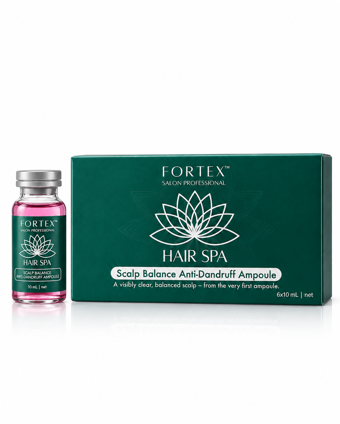 FORTEX Scalp Balance Ampoule for Hairfall & Dandruff 60ml - Zinc Pyrithione & Keratin, Silicone & Alcohol Free, Pack of 6 Ampoules, Salon Grade, Single-Use Ampoule