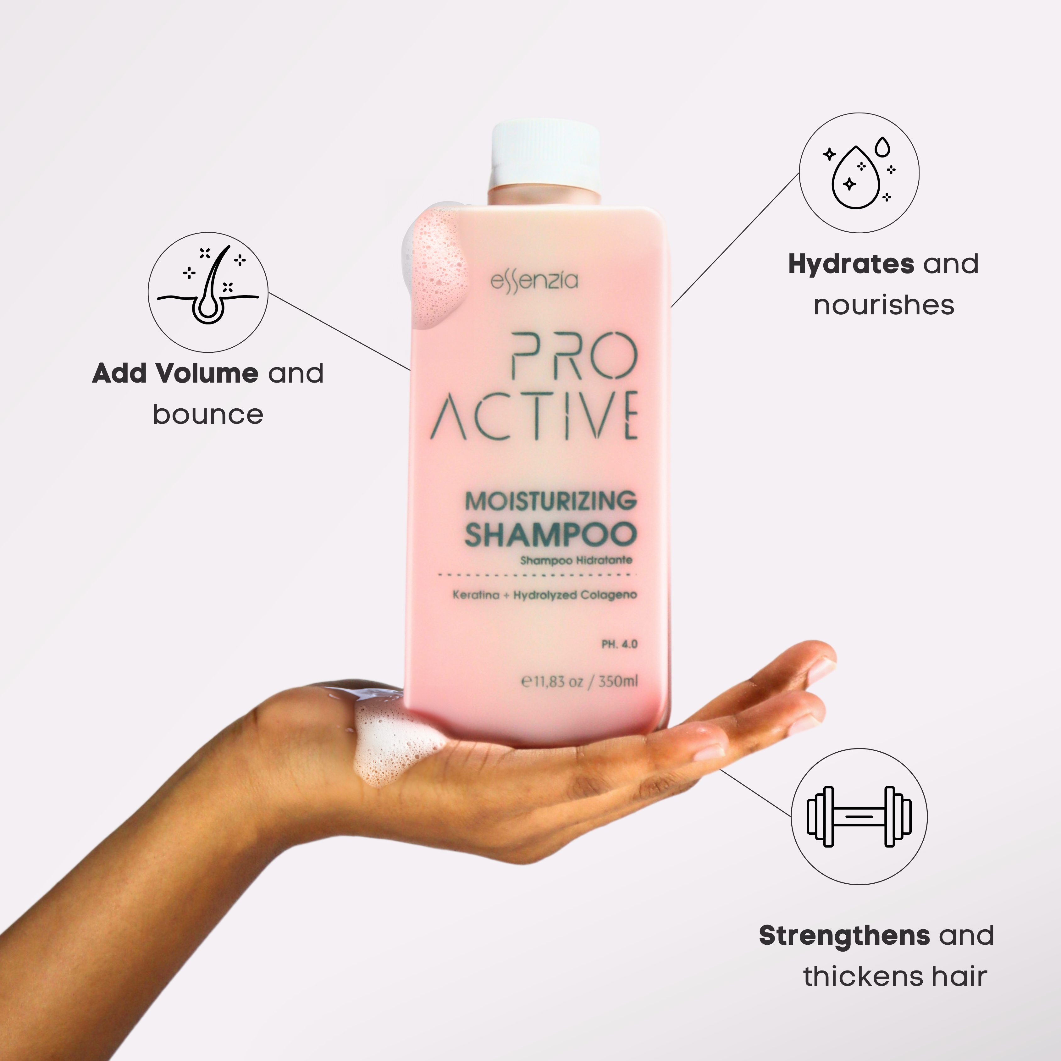 Proactive Professional Moisturizing Shampoo 350 ml with High Impact Hair Mask 250gm | For Nanoplastia Treatment, Keratin & Straightening | Dry & Frizzy Hair